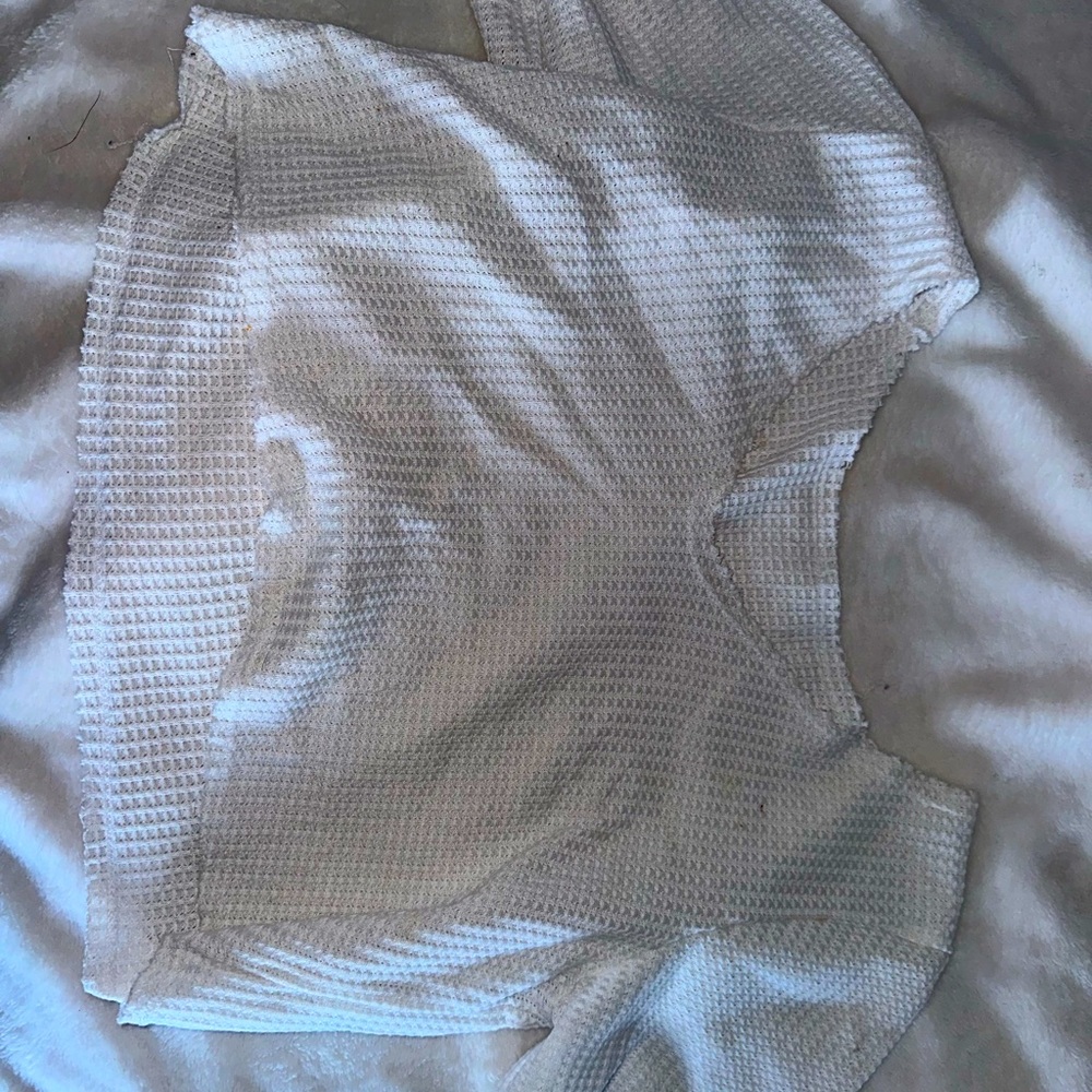 White waffle knit crop top